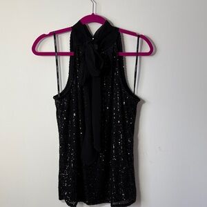 Calvin Klein Black Sequin Halter Blouse